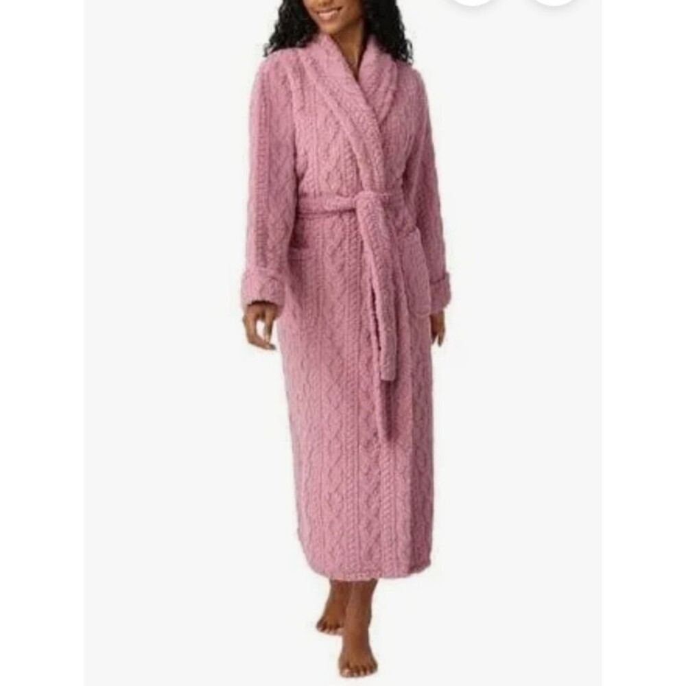 New Room Service Cozy Wrap Robe Size Medium M 8 10 Cable Knit Pink NWT